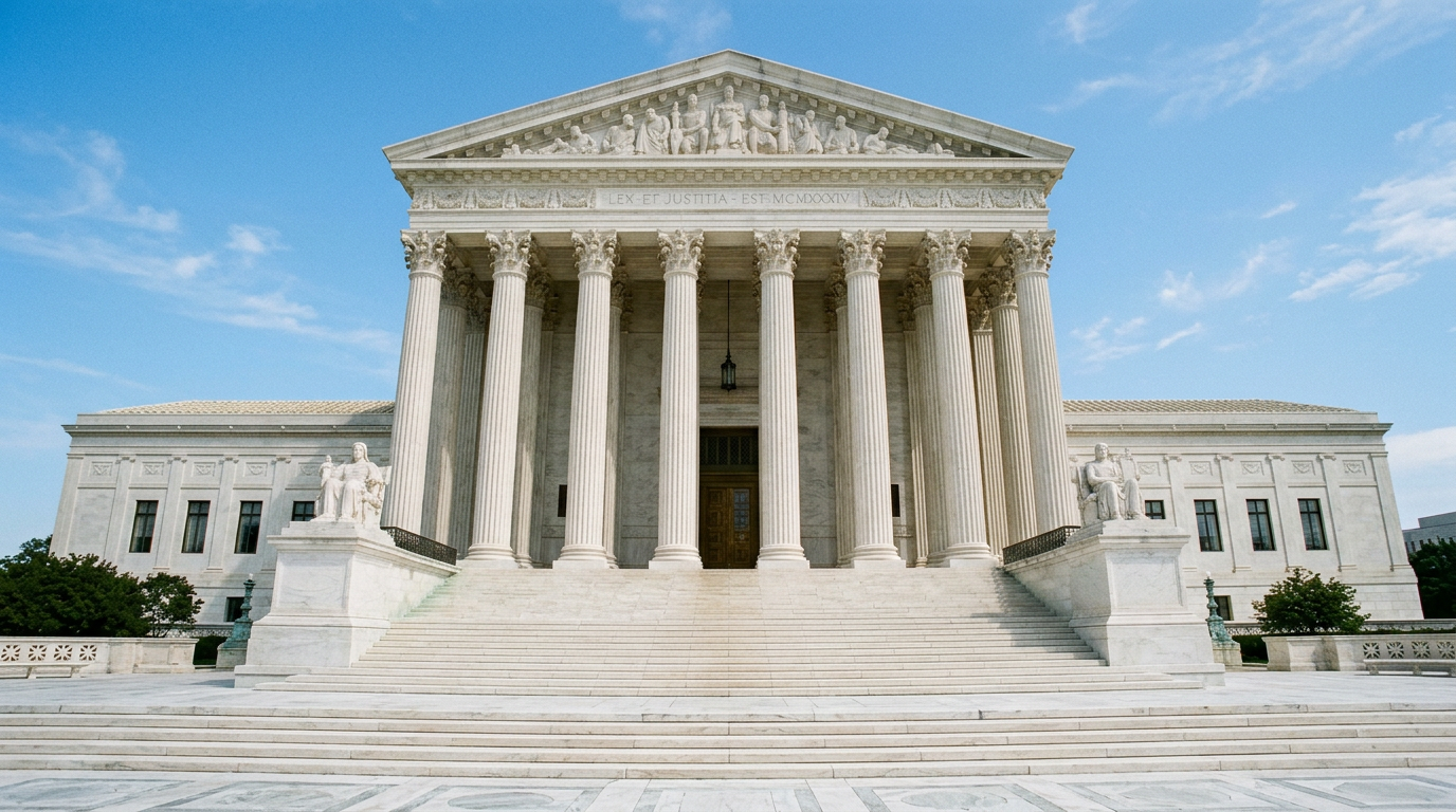 Marble columns and steps of a government building representing state insurance regulation and oversight