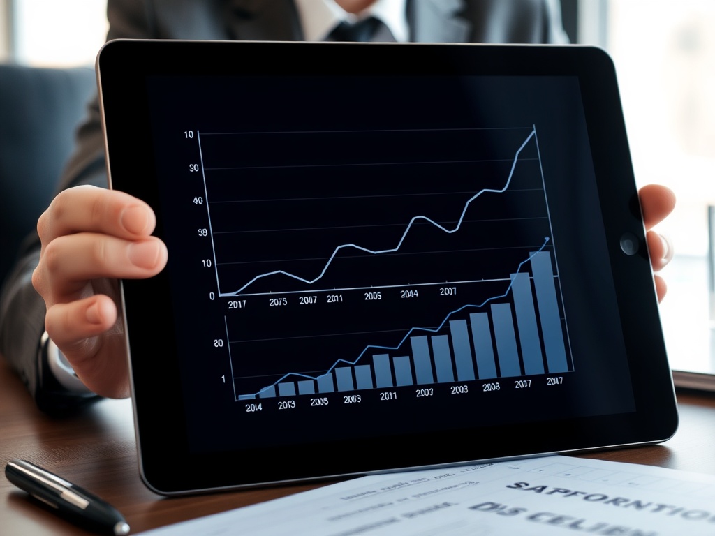 Tablet with retirement planning charts—annuity and IUL illustration context