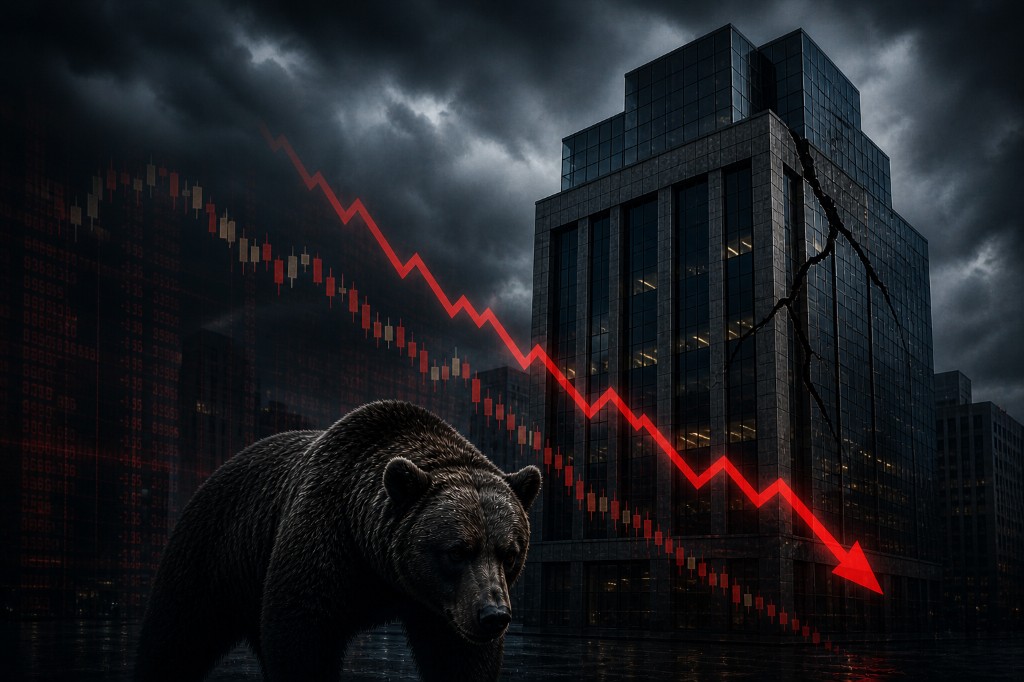 Weekly U.S. Life and Final Expense Insurance Update—May 3, 2026: bear-market style illustration with cracked tower and falling chart