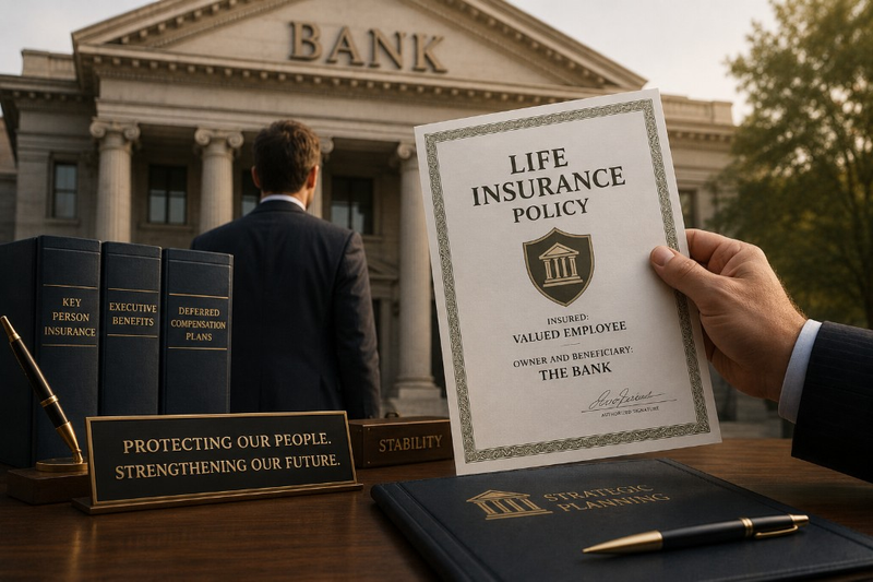 Póliza de seguro de vida propiedad del banco — empleado asegurado, banco como propietario y beneficiario; key person insurance y planificación estratégica, junio 2026
