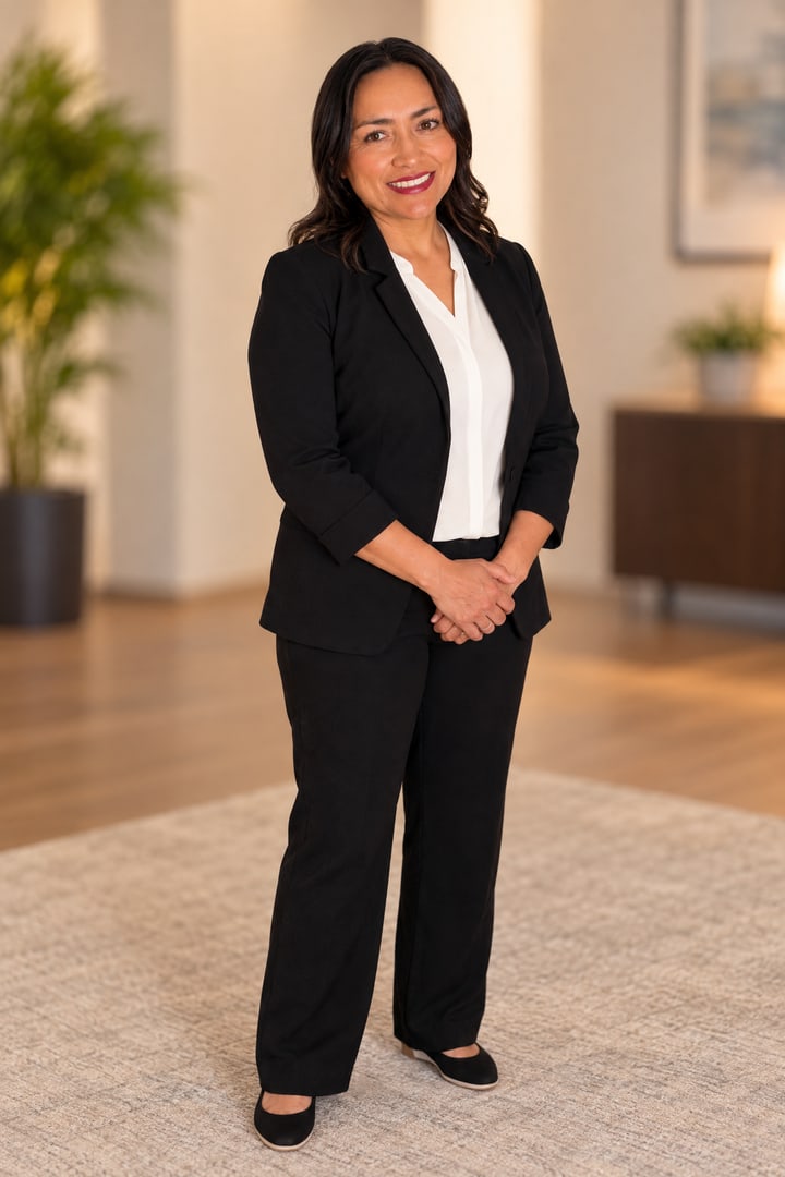 Julie Braunsroth, fundadora de Mejor Vida Seguros, de pie.