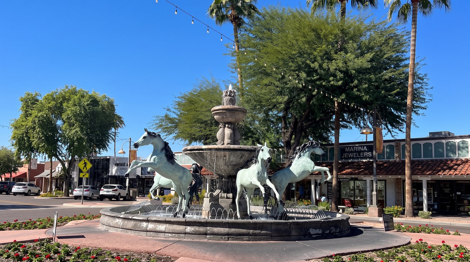 Fuente de los caballos en Old Town Scottsdale